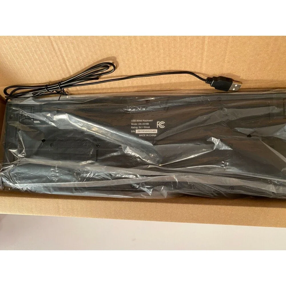 USB Wired Keyboard Unbranded Black Wrapped Traditional Basic Computer Supply NEW